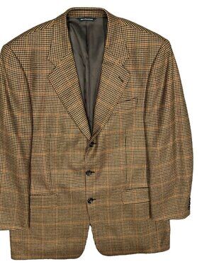 Jack Victor Blazer Houndstooth Wool Sport Coat Soft 3btn Canada Brown 46R